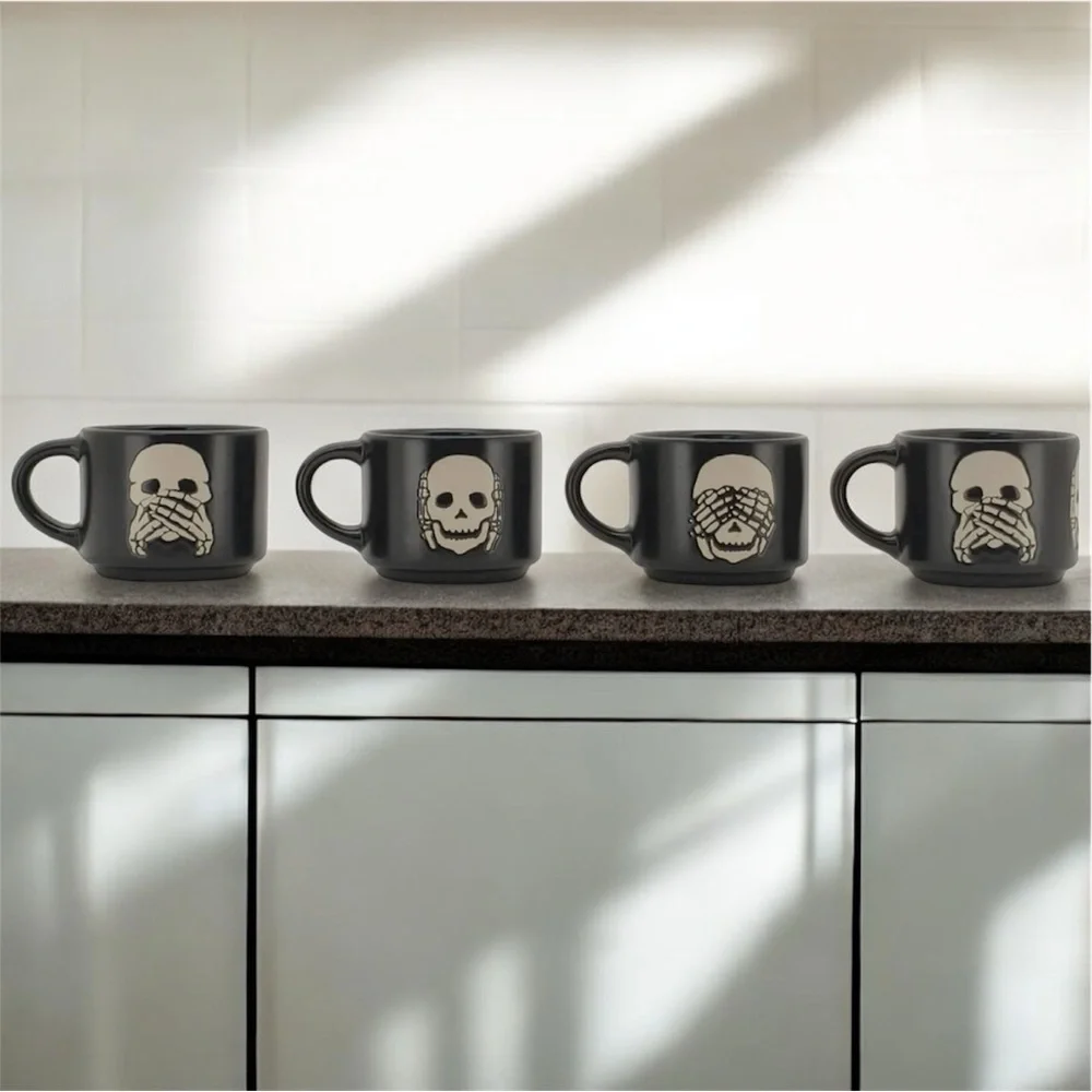 Small 4oz Skeleton Espresso Stackable Mug Set